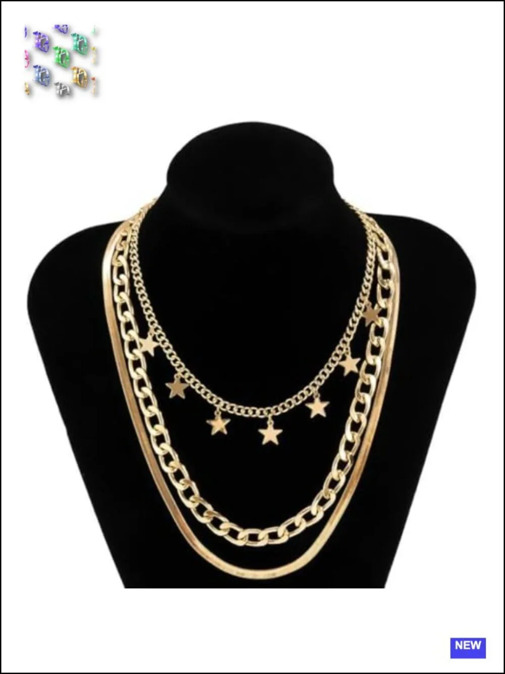 Chunky Layered Star Charm Necklace Set - Edgy Statement Jewelry